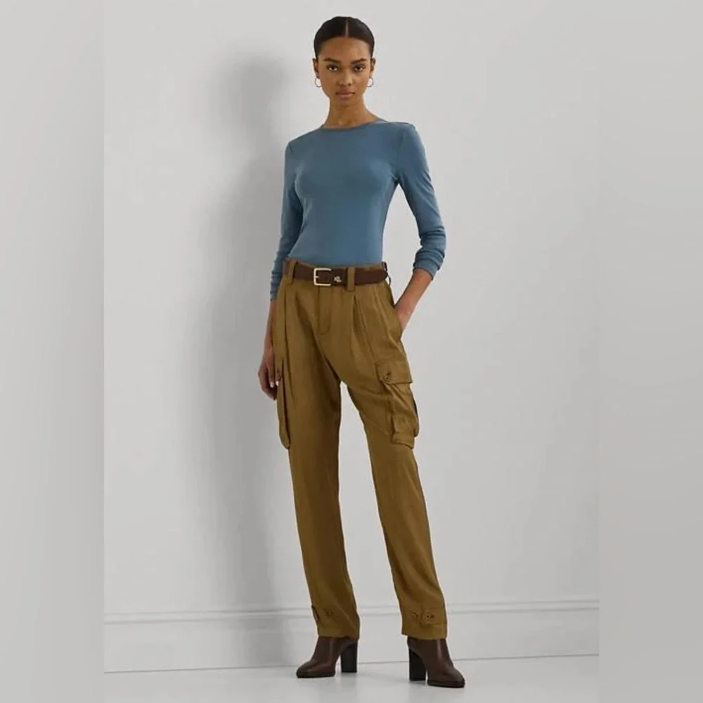NWT Ralph Lauren Classic Long Sleeve Crew Neck Top in Dusty Blue Size S - Picture 2 of 9